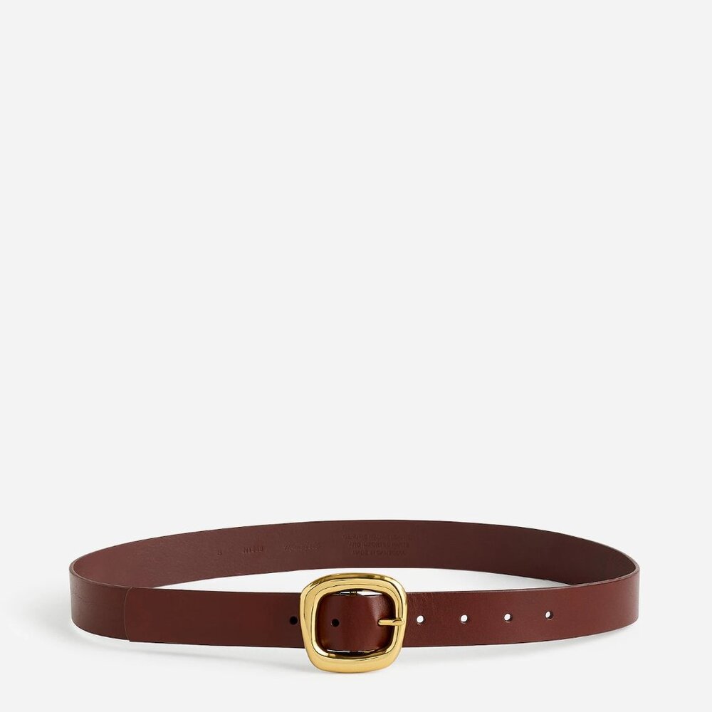 NEW Madewell Sculptural Buckle Belt - Soft Mahogany - Size S